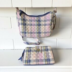 Vera Bradley Boho Crossbody in Amethyst Plaid Purple matching wallet NWT​​